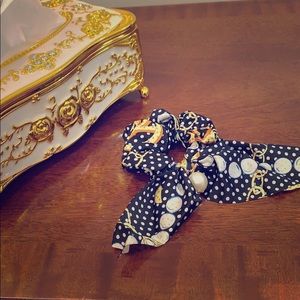 Chanel Style Scarf Scrunchy With Faux Pearl Detail